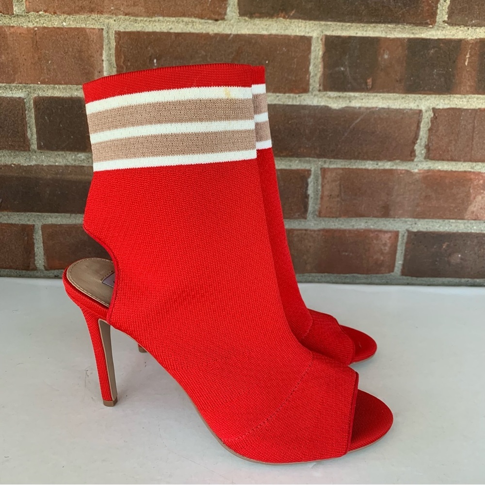 Steve Madden Gallery Open Toe Red Sock Ankle Boots Women’s US 9 M